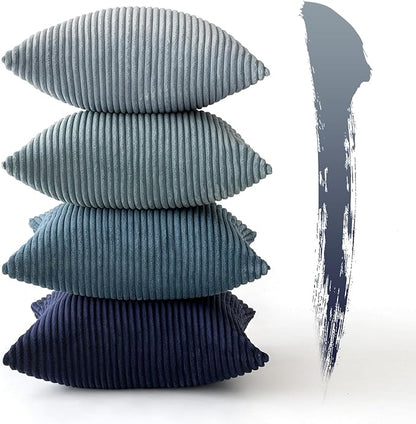 MIULEE Summer Throw Pillow Covers 18x18 Inch Set of 4 Western Neutral Decorative Cushion Covers Soft Boho Farmhouse Modern Coastal Spring Decor for Couch Bed Sofa Living Room Dark Blue Navy Series