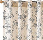 Lazzzy Black Floral Linen Curtains 90 Inch Farmhouse Back Tab Drapes for Living Room Bedroom Light Filtering Vintage Grandmillennial Rod Pocket Curtains, 2 Panels, W38 x L90, Black on Beige