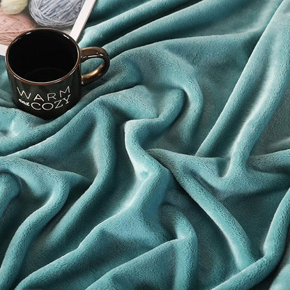 TASTHROW Large Flannel Fleece Throw Blanket, 50×70 Inch - Cozy Lightweight Thick Blanket - All Seasons Suitable for Women, Men and Kids (Bluishgreen)