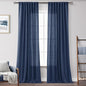 Navy Blue Curtains 108 inch Length for Bedroom Back Tab Light Filtering Semi Sheer Blue Living Room Curtains Linen Cotton Textured Indigo Blue Drapery Panel Modern Farmhouse Aesthetic Decor Dark Blue