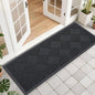 OLANLY Front Door Mat Outside Entrance 47x17, Absorbent, Heavy Duty Sturdy Natural Rubber Doormat Indoor Outdoor, Stain and Fade Resistant, Non-Slip Low Profile Floor Mat for Entryway, Black Diamond