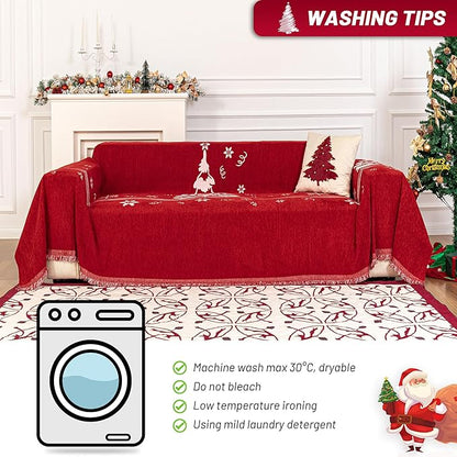 MYSKY HOME Couch Covers Couch Cover for Dogs Washable Couch Covers for Sectional Sofa Sofa Covers for 3 Cushion Couch Sofa Cover for Living Room Furniture Protector for Pets, Kids, 71"x134", Red