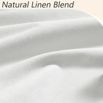 Guken Off White 100% Blackout Linen Curtains 120 Inch Length 2 Panels Set for Living Room Bedroom Back Tab/Rod Pocket Thermal Insulated Black Out Drapes Room Darkening Window Curtains 120 Inches Long