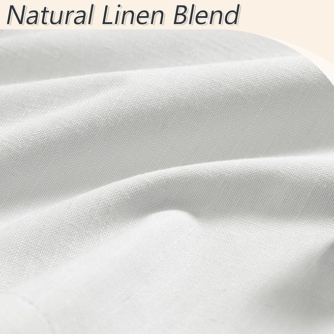 Guken White 100% Blackout Linen Curtains 120 Inch Length 2 Panels Set for Living Room Bedroom Back Tab Thermal Insulated Black Out Drapes Room Darkening Farmhouse Window Curtains 52x120