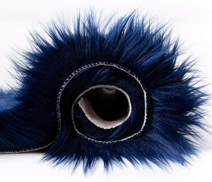Ashler Faux Fur Rectangular Rug, Fluffy Shaggy 2 x 2.9 ft, Navy Blue, Ultra Soft, Machine Washable, Nursery to Living Room