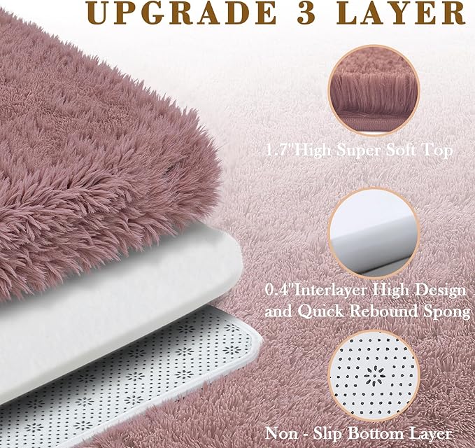 Rugs for Living Room 6x9, Alfombras para Salas Shag Large Plush Soft Area Rug, Shaggy Carpets for Bedroom, Kids Boys Girls Home Decor Aesthetic(Blush, 6 x 9)