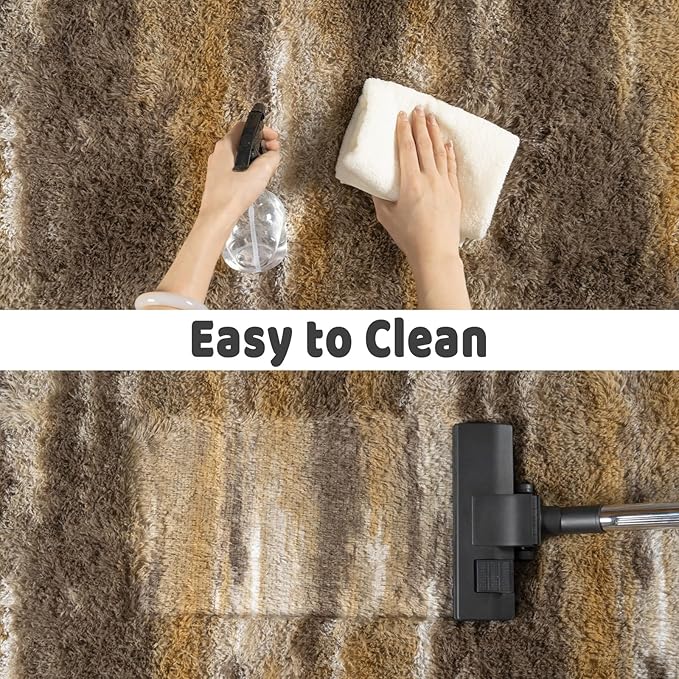 Soft Runner Rugs for Bedroom Hallways, 2x5 Abstract Brown Fluffy Shag Throw Area Rug Non Slip for Bedside Dorm, Long Shaggy Furry Carpet for Nursery Living Room