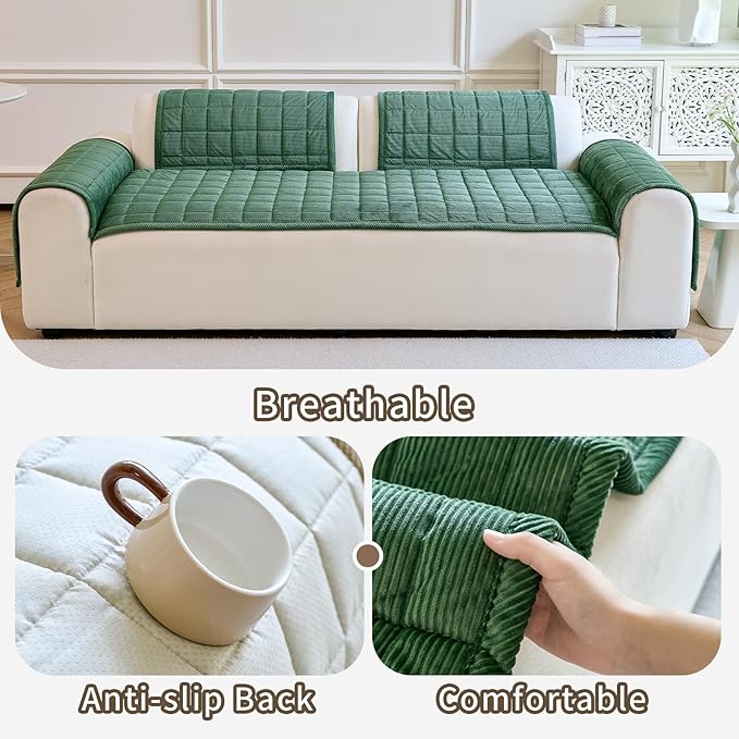 Couch Covers for Dogs Washable, Non Slip Couch Covers for Loveseat Sofa Pet Friendly, Soft Fuzzy Sofa Covers for Pet, Dog Couch Cover Furniture Protector(1PC,Green,27.6"x94.5")