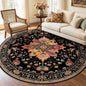 Area Rugs 6ft Washable Non-Slip, Floral Vintage Distress Print Pattern Medallion Carpet for Living Room Bedroom Dining Room, Black Colorful Floral Dark Tan