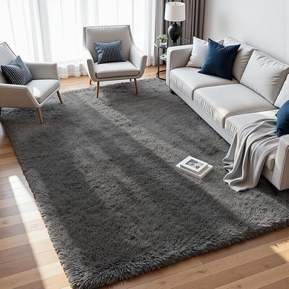 6x9 Area Rugs for Living Room Rug: Soft Fluffy Shag Gray Rugs for Bedroom, Non-Slip Large Fuzzy Plush Rug Indoor Floor Carpet for Nursery Kids Boys Girls Room, Dorms, Playroom, Modern Home Decor
