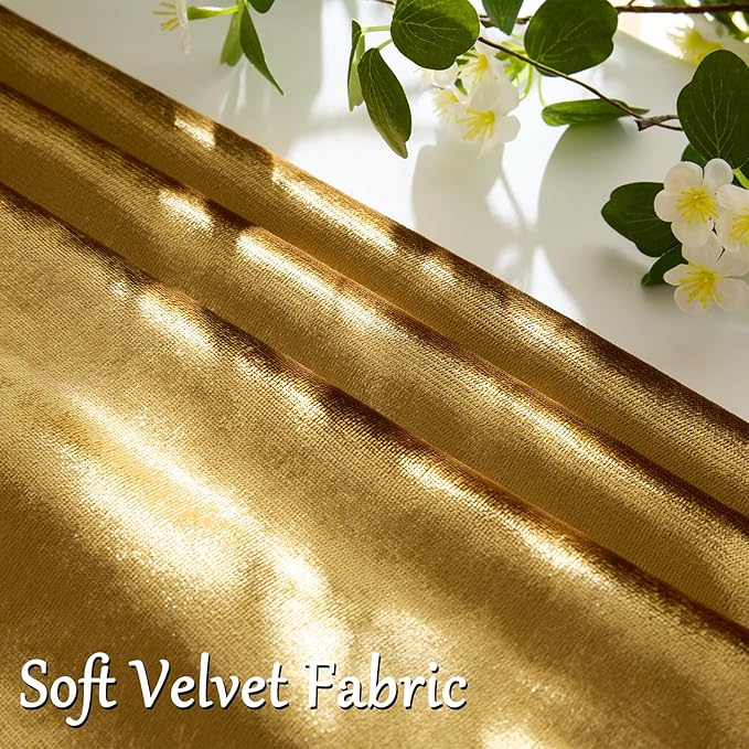 GIGIZAZA Gold Velvet Pillow Covers 16x16, Set of 2 Couch Throw Decorative Pillow Covers Soft Modern Living Room Square Cushion Fall Pillowcases