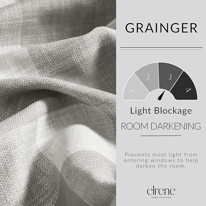 Elrene Home Fashions Farmhouse Living Grainger Buffalo-Check Blackout Window Curtain, Living Room and Bedroom Drape with Rod Pocket Tabs, 52" x 84", Grey, 1 Panel
