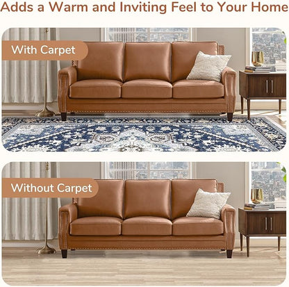 OPPODREAM Soft Area Rugs 5x7, 5x7 Washable Rug with Non Slip Backing, 5 x 7 Faux Cashmere Low-Pile Carpet, Navy Blue & Gold