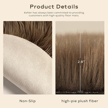 Ashler Faux Fur Rug, Fluffy Shaggy Area Rug, Ultra Soft 2.3 x 3.3 Feet Sheepskin Fur, Dark Coffee Fuzzy Rug, Machine Washable Shag, Nursery Decor Throw for Bedroom, Kids Room, Living Room