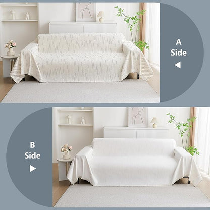 MYSKY HOME Couch Cover for Dogs, Sectional Couch Cover, Beige Lines Sofa Covers for Sectional Sofa L Shape Love Seat Couch Covers for Dogs Pets, Sofa Slipcovers Washable Soft Throw, 71"X102"
