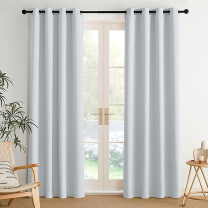 NICETOWN Room Darkening Draperies Curtains Panels, 2 Panels Greyish White W52 x L84