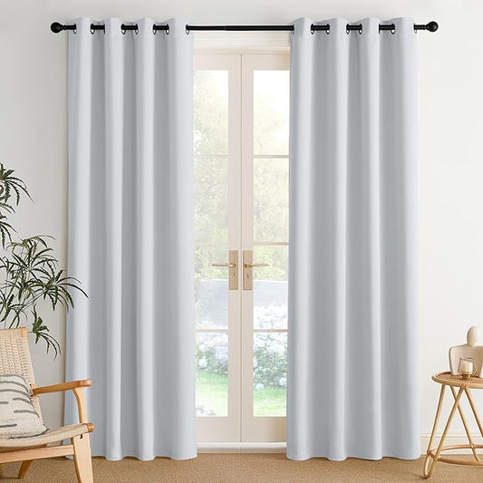NICETOWN Room Darkening Draperies Curtains Panels, 2 Panels Greyish White W52 x L84
