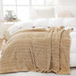 Puncuntex Beige Throw Blanket 108"×90" inches Fuzzy 3D Jacquard Decorative Flannel Fleece Super Soft Plush Cozy Blanket for Couch Sofa Chair Lightweight