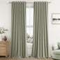 Sage Green 100% Blackout Linen Curtains 108 Inch Length 2 Panels Set for Living Room Bedroom Back Tab Rod Pocket Thermal Insulated Black Out Drapes Room Darkening Window Curtains 52x108