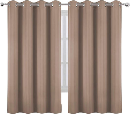 LEMOMO Cappuccino Blackout Curtains 52 x 63 Inch Length/Set of 2 Curtain Panels/Thermal Insulated Room Darkening Blackout Curtains for Bedroom