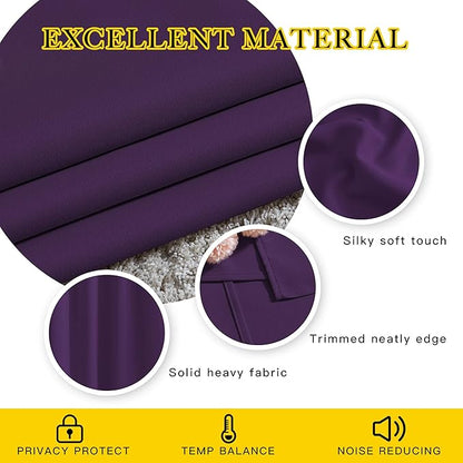 NICETOWN Blackout 102 inch Curtains for Living Room, Grommet Thermal Insulated Room Darkening Curtains for Bedroom/Living Room, 2 Panels, W52 x L102, Royal Purple