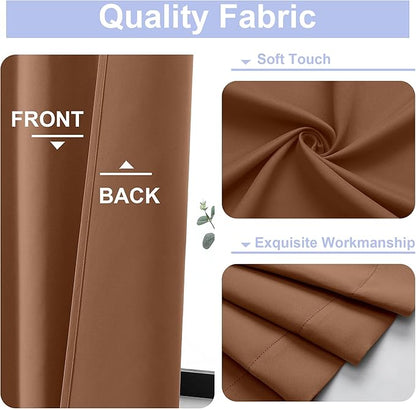 Simplebrand Ava Sun Baked Short Blackout Curtains for Bedroom 54 Inches Long 2 Panels Set, Solid Thermal Insulated, Energy Saving Window Treatment Curtains Blackout Drapes, W40 x L54 Inch, Sun Baked