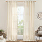 LAMIT Beige Linen Curtains for Living Room 84 inch Length, Light Filtering Semi Sheer Panels Back Tab and Rod Pocket Neutral Drapes for Bedroom, 2 Panels, 34 x 84 Inch