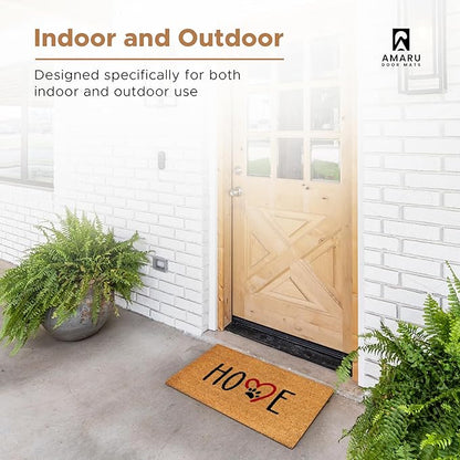 Dog Footprints - 17"x29" - Coir Door Mat with Heavy Duty Backing - Welcome Mats for Entryway, Porch - Anti-Slip PVC & Coconut Fiber Surface - Natural Home Accessories, Minimalist Original Design