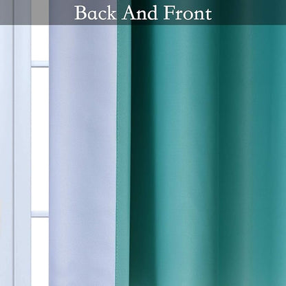 SimpleHome Ombre Room Darkening Curtains for Bedroom, Light Blocking Gradient Teal to Grey White Thermal Insulated Grommet Window Curtains/Drapes for Living Room,2 Panels, 52x84 inches Length