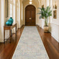 Hazo Haus Beige Blue Washable 2'6"x10' Wide Hallway Runners, Kitchen Runner Rug, Non-Slip & Stain Resistant 10ft Long Floor Rug, Retro Lilic Boho Floral Décor