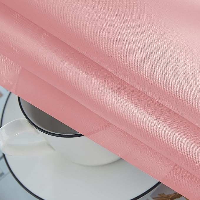 youleyar Solid Sheer Rod Pocket Curtain Voile Draperies 2 Panels White Beige Black Grey Coffee 52 Inch Width 45 Inch Long 1 Pair for Kitchen Bedroom Children Living Room Yard (Blush,52Wｘ45L)