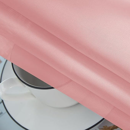 youleyar Solid Sheer Rod Pocket Curtain Voile Draperies 2 Panels White Beige Black Grey Coffee 52 Inch Width 45 Inch Long 1 Pair for Kitchen Bedroom Children Living Room Yard (Blush,52Wｘ45L)