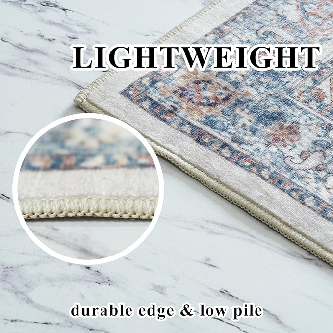 Hallway Washable Runner Rug - 3x10 Kitchen Rugs Entryway Rug Runner Vintage Soft Floor Mat Non Slip Indoor Farmhouse Carpet for Bathroom Living Room Bedroom (3 X 10, Brick)