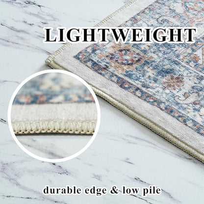 Hallway Washable Runner Rug - 3x10 Kitchen Rugs Entryway Rug Runner Vintage Soft Floor Mat Non Slip Indoor Farmhouse Carpet for Bathroom Living Room Bedroom (3 X 10, Brick)