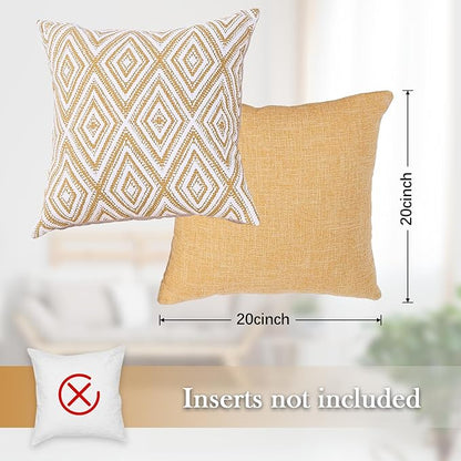 HPUK Decorative Throw Pillow Covers Set of 4 Couch Pillows Accent Cushion Cover for Couch Sofa Living Room, 20"x20" inches, Ochre