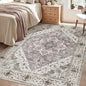 SERISSA Area Rug 4x6 Boho Rugs for Bedroom, Vintage Washable Non Slip Rug, Ultra Soft Print Distressed Low-Pile Throw Rug Earth Tone Carpet for Nursery Dorm Kitchen Living Room Decor