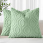 decorUhome Throw Pillow Covers 22x22 Inch Set of 2, Soft Plush Faux Wool Sage Green Solid Couch Pillow Covers, Accent Euro Sham Farmhouse Neutral Square Pillow Cases for Sofa Bed Living Room