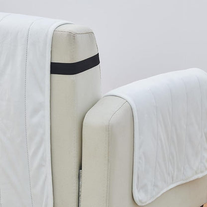 Great Bay Home Velvet Recliner Cover - Washable Slipcover Furniture Protector with Elastic Straps - Furniture Cover for Dogs, Kids, and Pets - Stitched Detail (White)