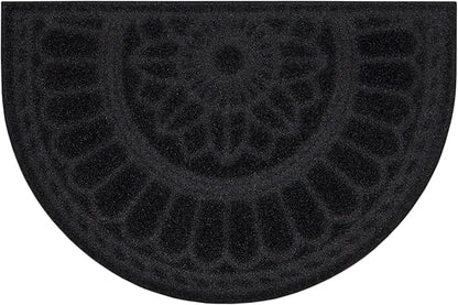 Mohawk Home Entryway Door Mat 2' X 3' All Weather Outdoor Non Slip Recycled Rubber Doormat, Rope Impressions Black