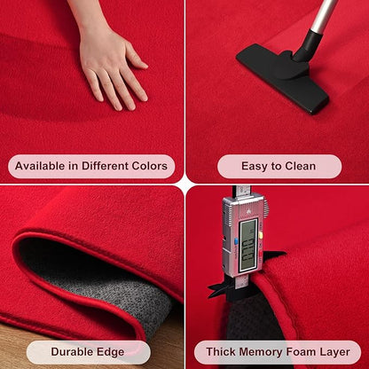 Amearea Large Modern Area Rugs for Bedroom Living Room, 5x8 Feet Red Thickened Memory Foam Rug, Fluffy Indoor Washable Rugs Non Slip Minimalist Carpet for Boys Girls Dorm Nursery Room Decor
