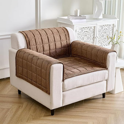 Couch Covers for Dogs Washable, Non Slip Couch Covers for Loveseat Sofa Pet Friendly, Soft Fuzzy Sofa Covers for Pet, Dog Couch Cover Furniture Protector(1PC,Dark Brown,27.6"x27.6")
