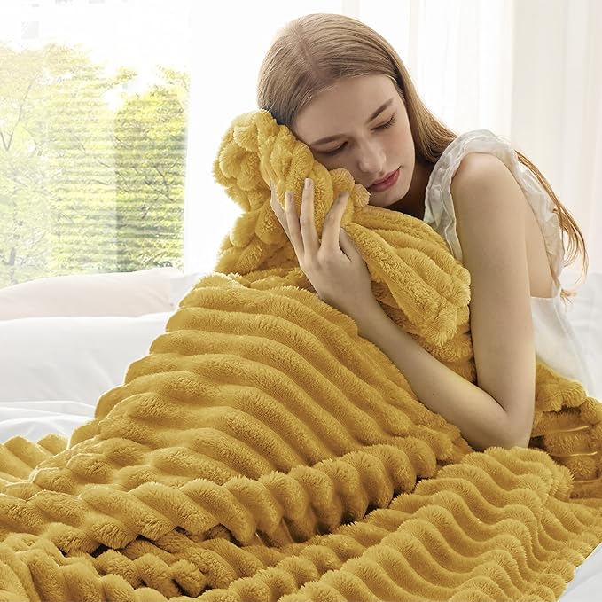 Bedsure GentleSoft Yellow Throw Blanket for Couch - Super Soft Cozy Blankets for Women, Cute Small Blanket for Girls, 50x70 Inches
