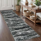 KOZYFLY Modern Abstract Hallway Runner Rug, 2x8 Kitchen Rugs Non-Slip Washable Soft Striped Runner Rugs, Print Black Grey Carpet Runner for Entryway Bathroom Laundry Room Foyer