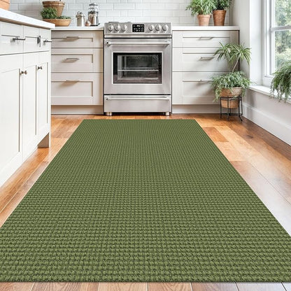 KOZYFLY Washable Area Rug 4x6 ft Non Slip Rubber Backed Living Room Rugs Braided Woven Cotton Kitchen Rugs Indoor Entryway Rug Floor Carpet for Dining Living Room Bedroom, Bright Green/Earthy Green