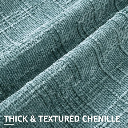 decorUhome Summer Teal Chenille Euro Sham Throw Pillow Covers 22x22 Set of 2 Textured Soft Cozy Slubby Couch Pillow Covers Modern Farmhouse Boho Decorative Pillow Cases for Bed Sofa Living Room