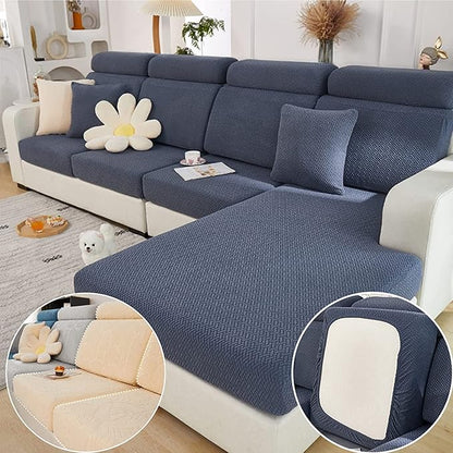 Couch Cushion Covers for Sofa Couch Covers Wear-Resistant Universal Sofa Cover Washable Stretch for Sectional Slipcovers (Texture-Gray Blue,Back Cover L)