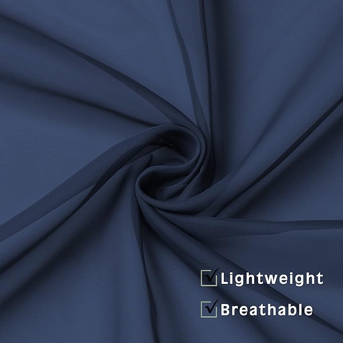 OWENIE Blue Sheer Curtains, Sheer Curtains 63 inch Length 2 Panels Set, Rod Pocket Voile Fimly Sheer Drapes for Living Room/Bedroom, 2pcs, Each 42" W x 63" L, Navy Blue