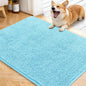 OLANLY Dog Door Mat for Muddy Paws 40x32, Absorbs Moisture and Dirt, Absorbent Non-Slip Washable Doormat, Quick Dry Chenille Mud Mat for Dogs, Entry Indoor Entryway Carpet for Inside Floor, Blue