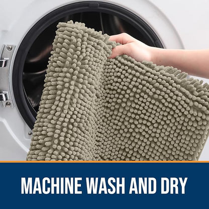 OLANLY Dog Door Mat for Muddy Paws 59x24, Absorbs Moisture and Dirt, Absorbent Non-Slip Washable Doormat, Quick Dry Chenille Mud Mat, Entry Indoor Entryway Carpet for Inside Floor, Warm Taupe