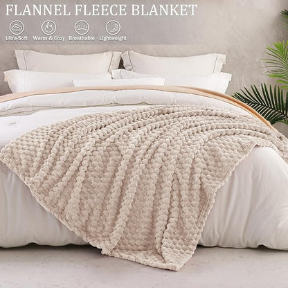 Exclusivo Mezcla Fleece Queen Blanket for Bed, Extra Large Fuzzy Camel Bed Blankets, Soft Cozy Plush Sofa Throws for All Seasons, 90x90 Inches